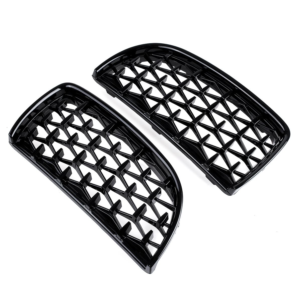 Front-Bumper-Hood-Grille-Eyelids-Dual-Slat-Diamond-Style-Glossy-Black-For-BMW-3-Series-E90-E91-05-08-1812792
