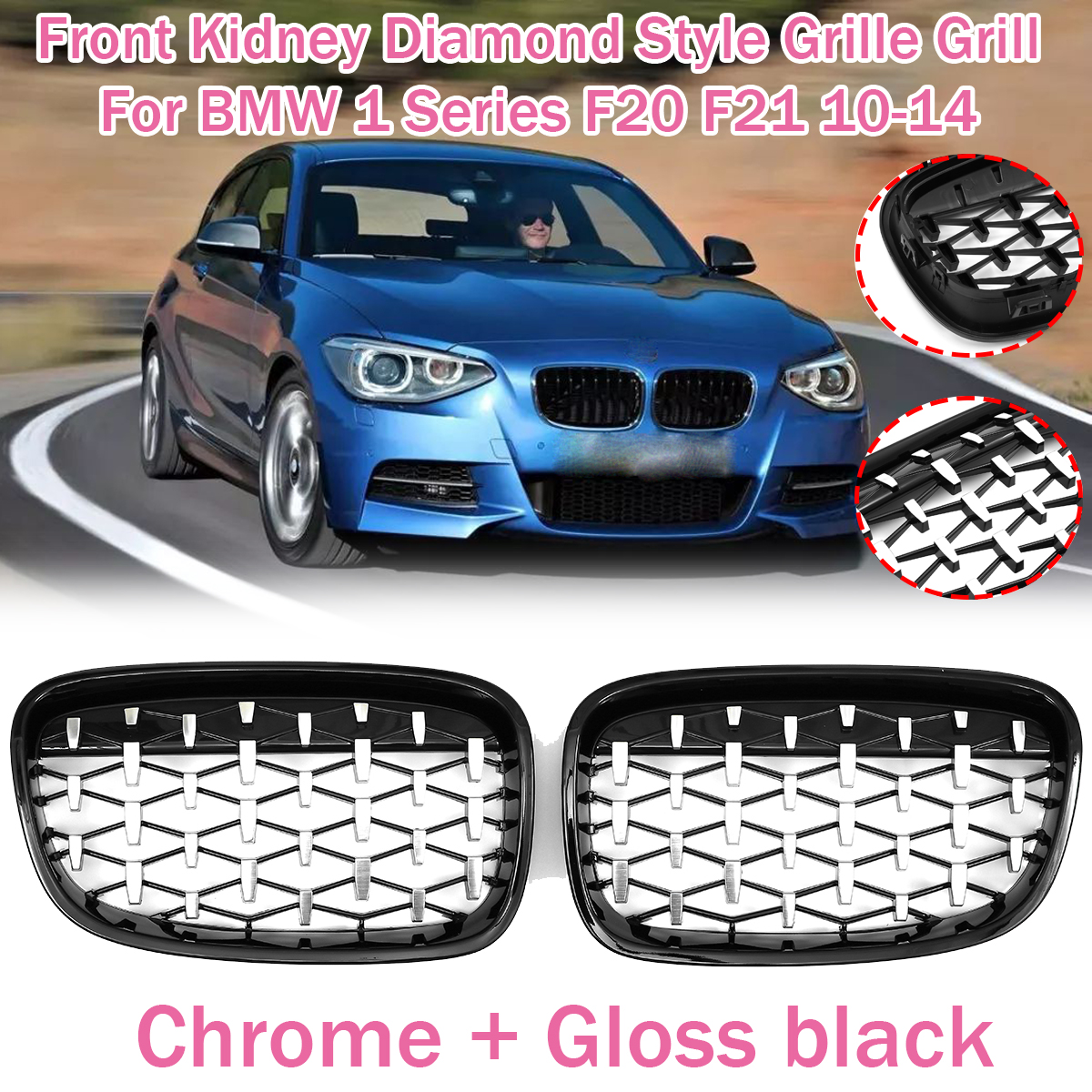 Front-Kidney-Diamond-Style-Grille-Grill-For-BMW-1-Series-F20-F21-2010-2014-1781217