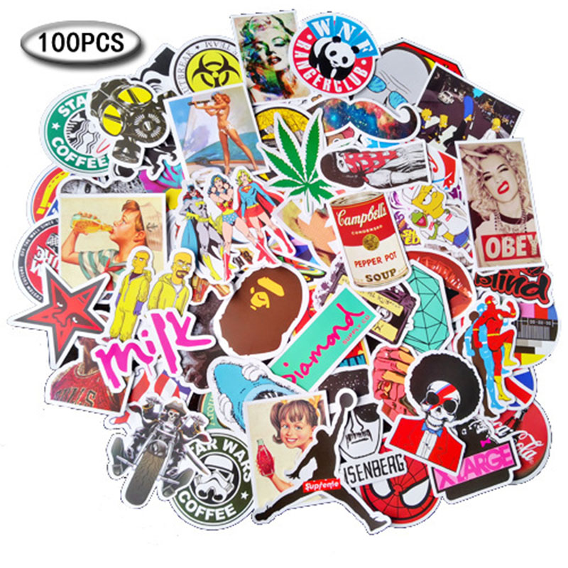 100Pcs-Graffiti-Decorative-Stickers-Cartoon-Suitcase-Sticker-Waterproof-1561726