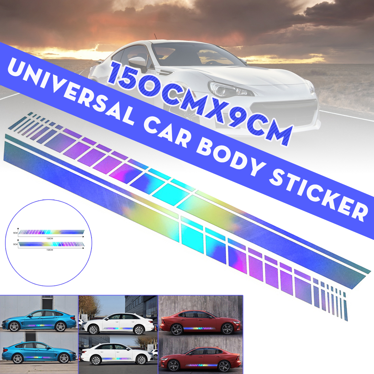 2pcs Car Side Body Vinyl Decal Stickers Stripe Laser Decals Graphics