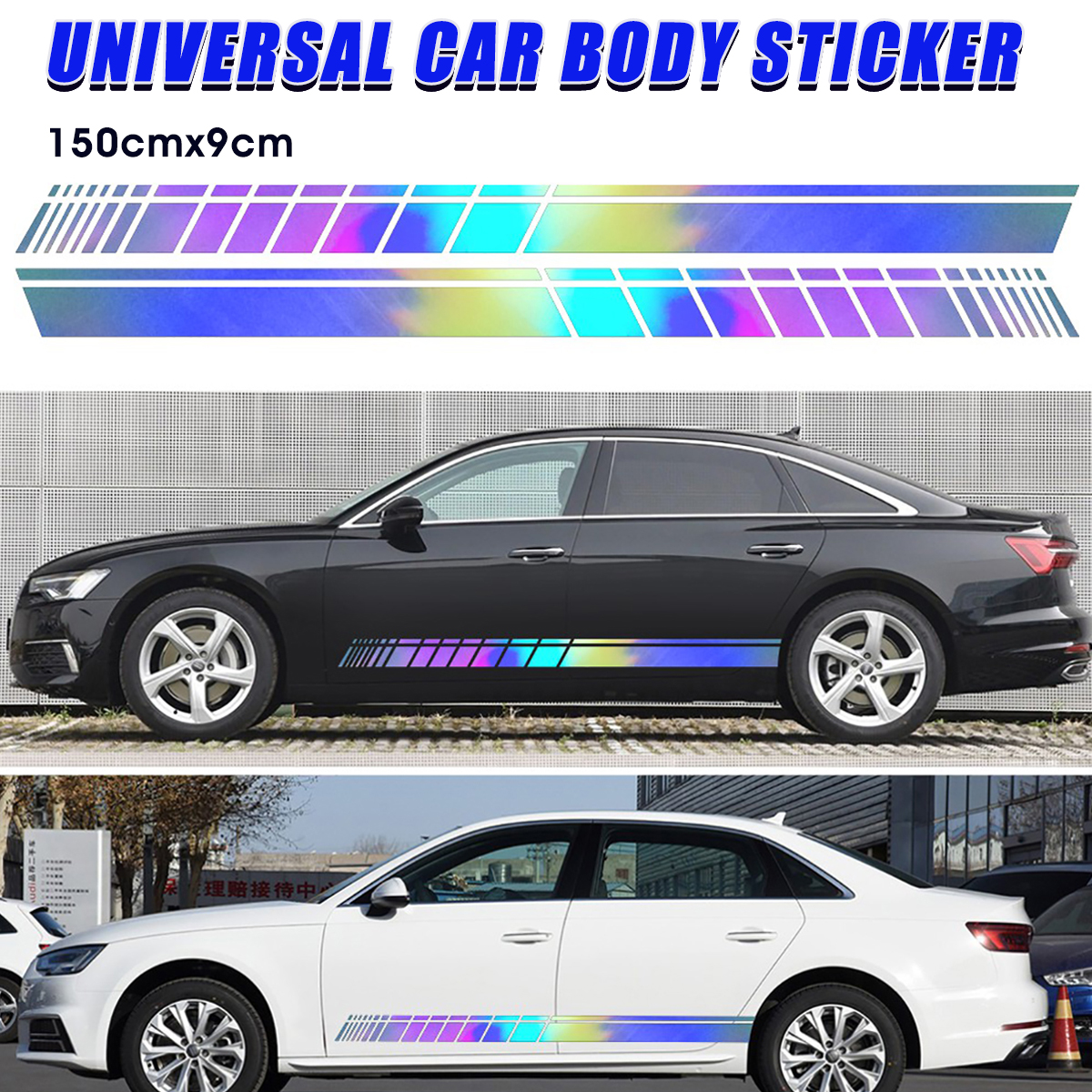 2pcs Car Side Body Vinyl Decal Stickers Stripe Laser Decals Graphics