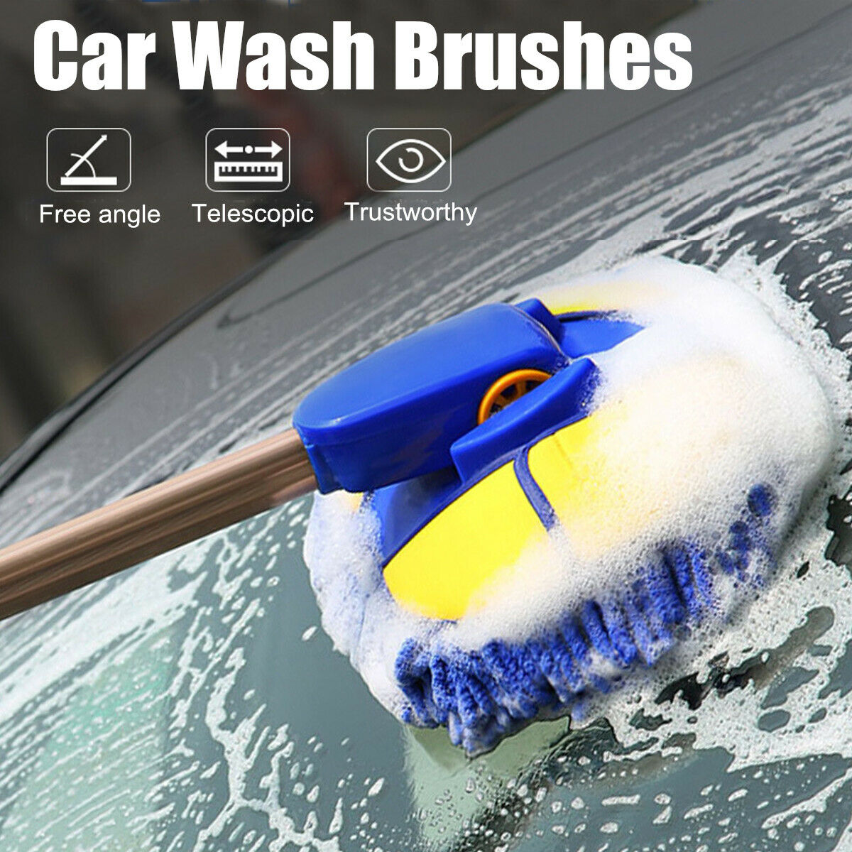 Car Wash Brush Super Soft Heavy Duty Clean Truck SUV telescoping Handle ...