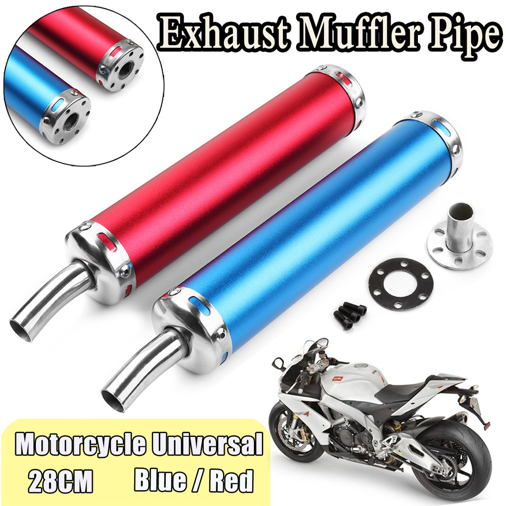 280MM-Motorcycle-Racing-Blue-Red-Exhaust-Muffler-Pipe-Silencer-2-Stroke-1327157