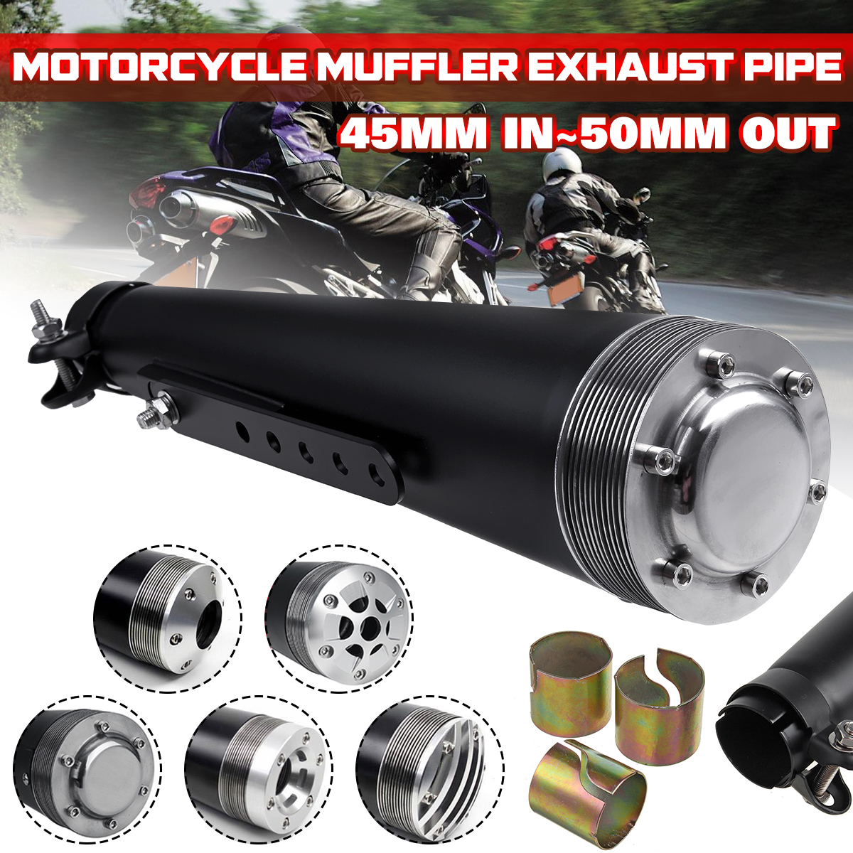 384043MM-Motorcycle-Muffler-Exhaust-Silencer-Pipe-Retro-For-Cafe-Racer-Bobber-Custom-ATV-1816902