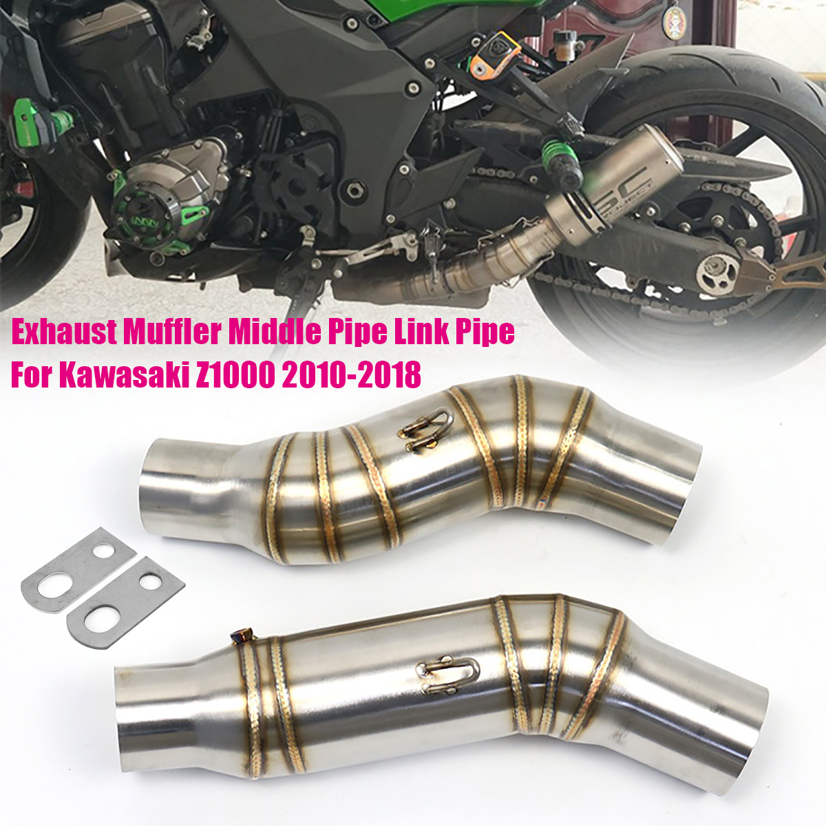 Left-Right-Motorcycle-Exhaust-Muffler-Middle-Pipe-Link-Pipes-For-Kawasaki-Z1000-2010-2016-1749805