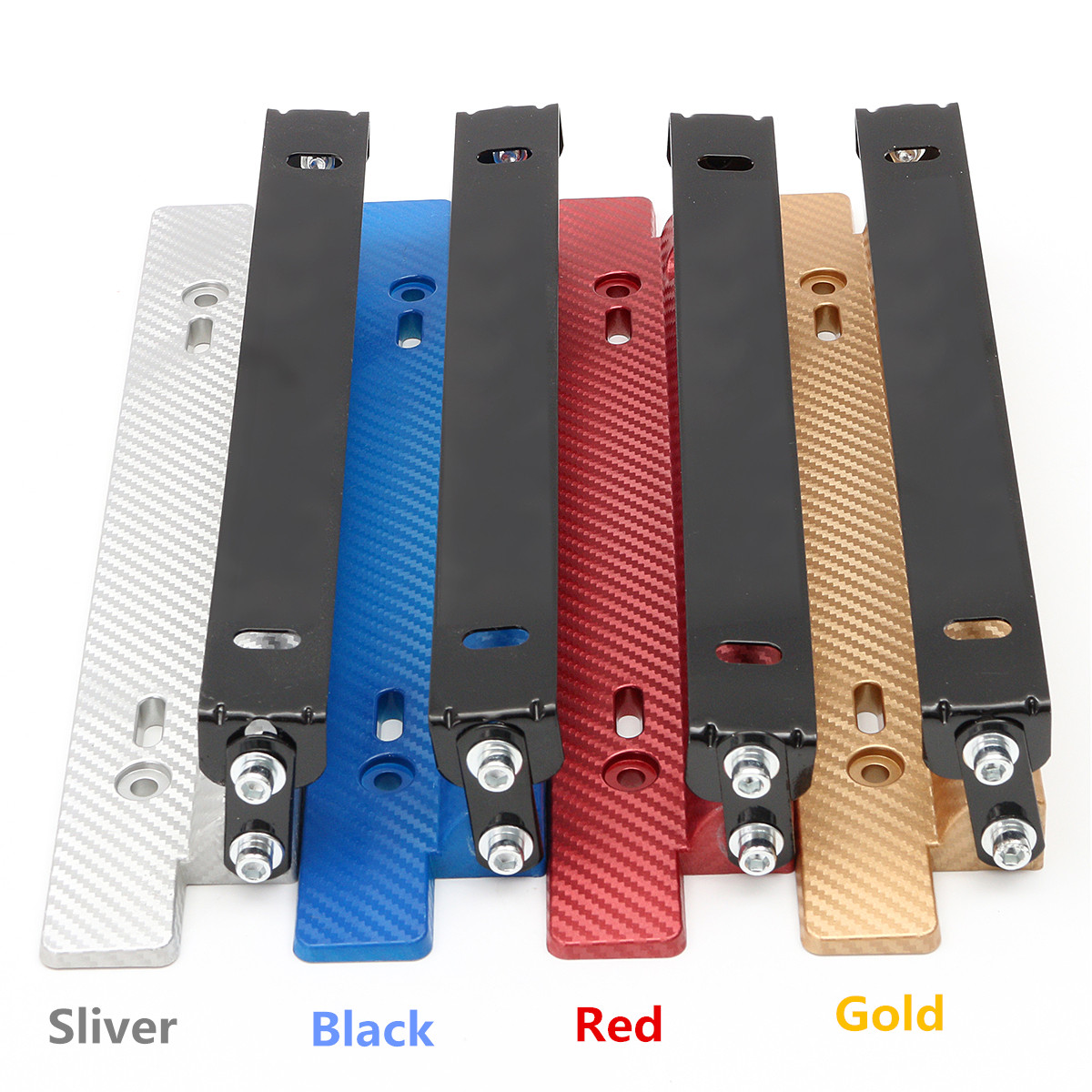 Carbon-Fiber-Style-Front-Bumper-License-Plate-Frame-Adjustable-Mount-Bracket-1812914