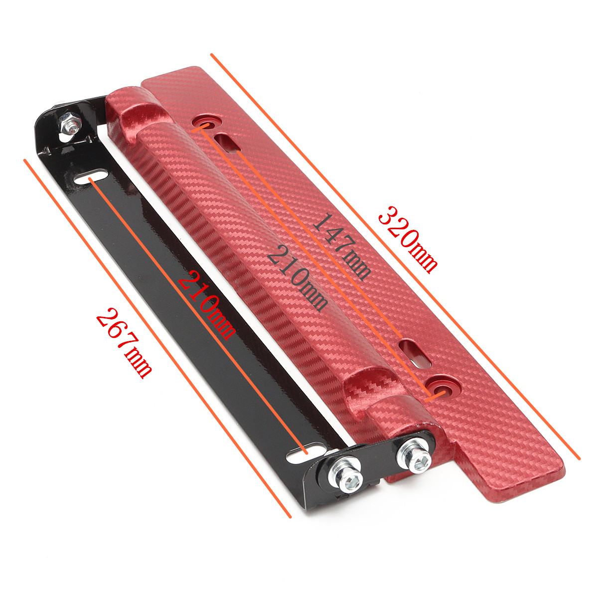 Carbon-Fiber-Style-Front-Bumper-License-Plate-Frame-Adjustable-Mount-Bracket-1812914