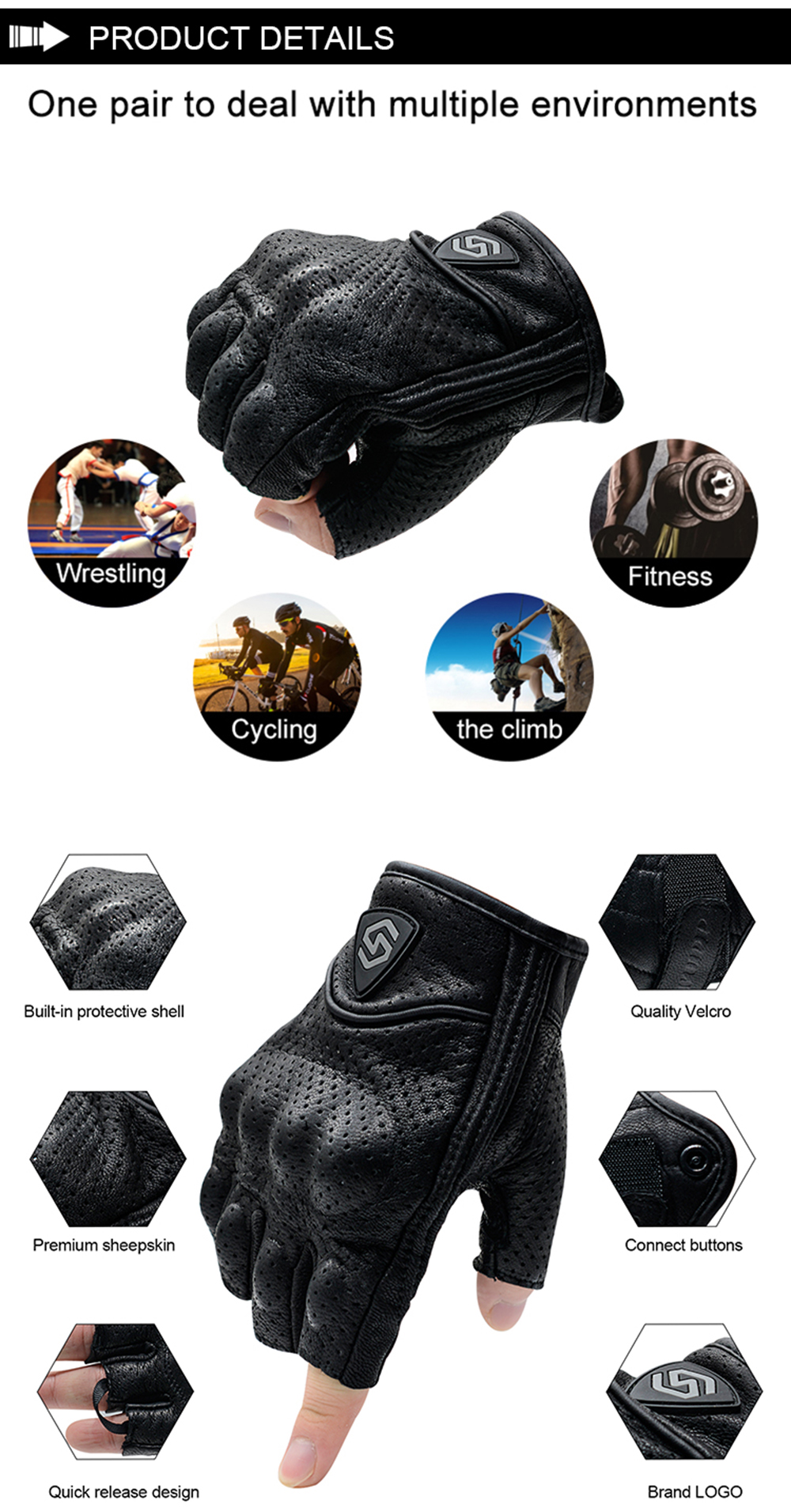 WUPP-Motorcycle-Riding-Half-Finger-Gloves-Breathable-Leather-Off-Road-Racing-Sport-Fingerless-With-H-1726790