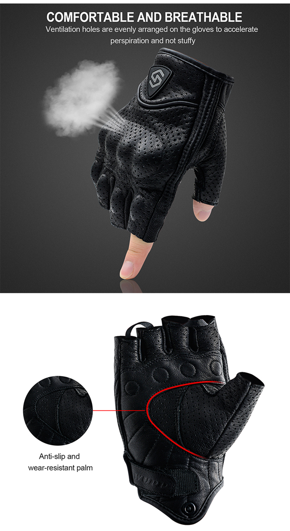 WUPP-Motorcycle-Riding-Half-Finger-Gloves-Breathable-Leather-Off-Road-Racing-Sport-Fingerless-With-H-1726790