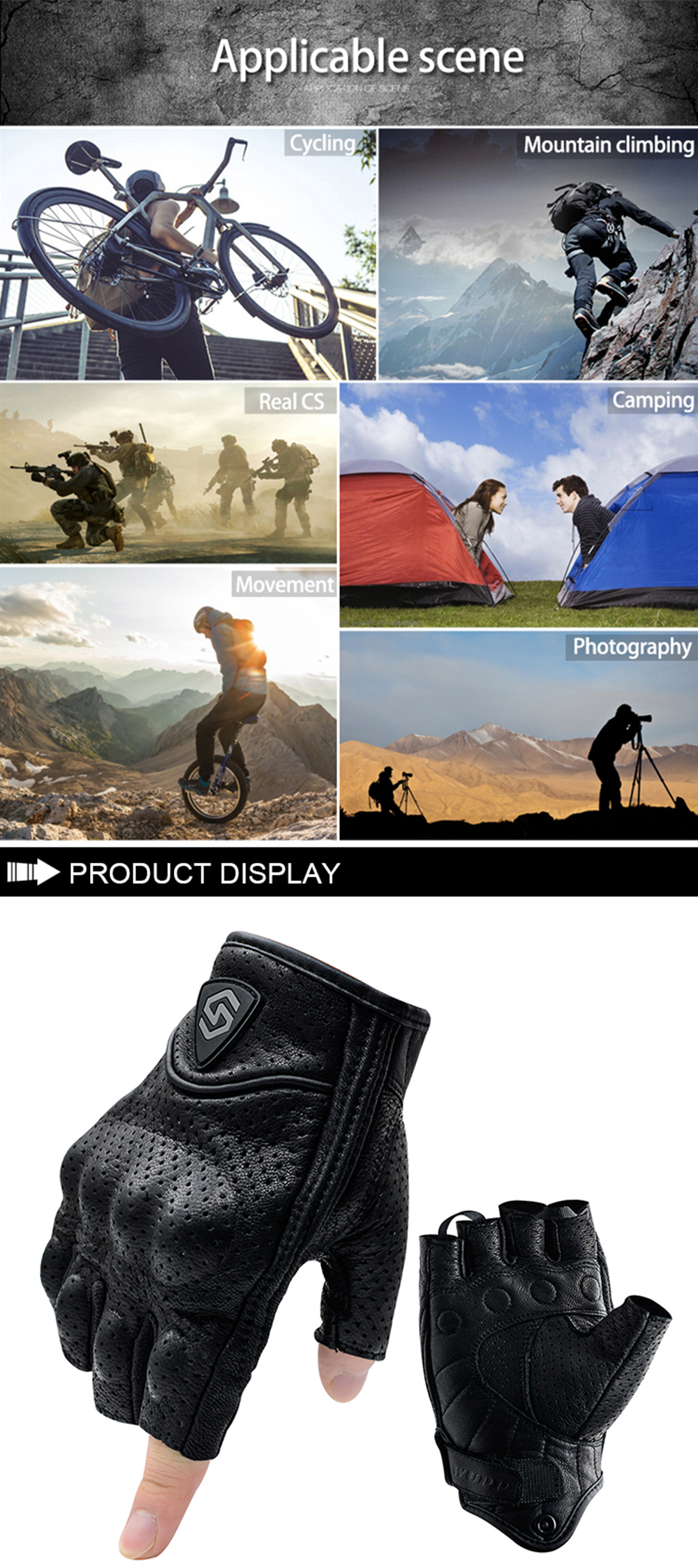 WUPP-Motorcycle-Riding-Half-Finger-Gloves-Breathable-Leather-Off-Road-Racing-Sport-Fingerless-With-H-1726790