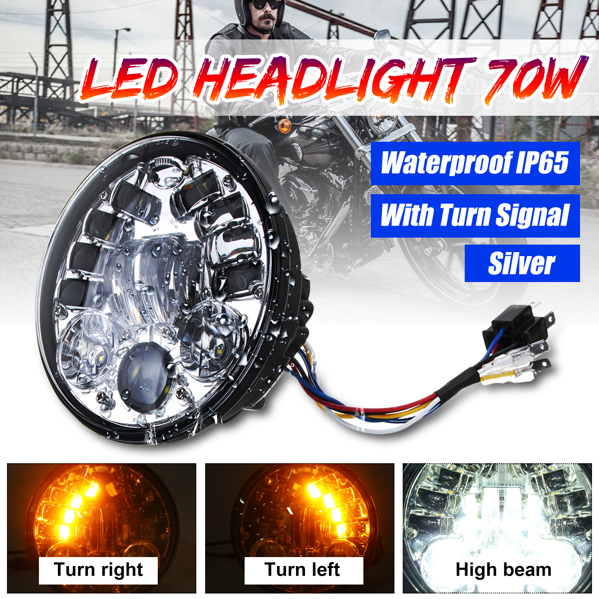 575-Inch-12V-24V-70W-LED-Headlights-HiLo-Beam-White-Waterproof-1264906