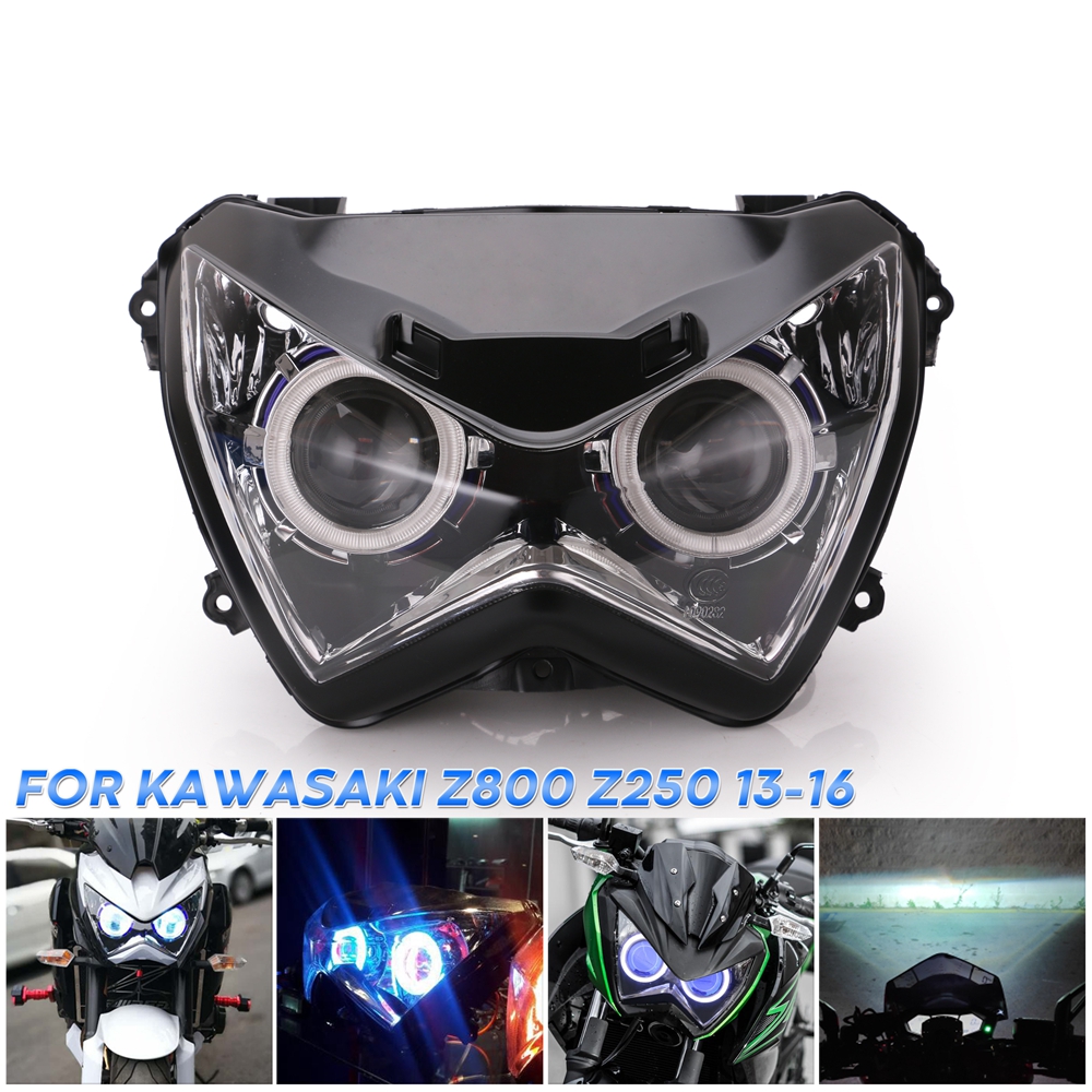 Motorcycle Headlight Assembly Angel Eyes Front Clear Headlight Headlamp ...