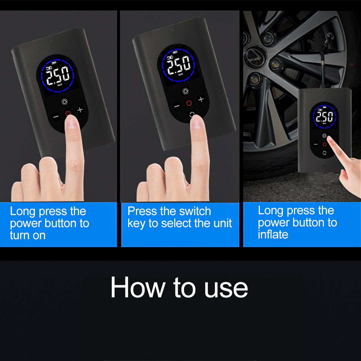 150PSI-4000mAh-80W-Portable-Digital-Air-Pump-With-Power-Bank-LED-Light-Function-For-Car-Bicycle-Moto-1802742