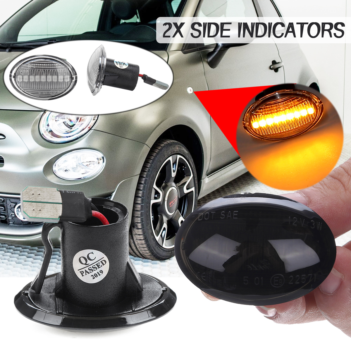 2PCS-LED-Side-Marker-Lights-Indicator-Repeaters-Bulbs-Amber-for-Fiat-500-500c-Abarth-1526017