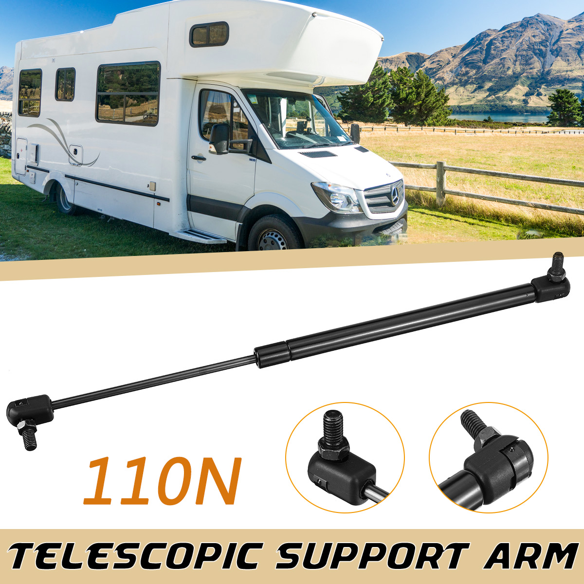 110N-410mm-41cm-Gas-Locker-Spring-Strut-Telescopic-Support-Arm-Steel-For-Caravan-1787512